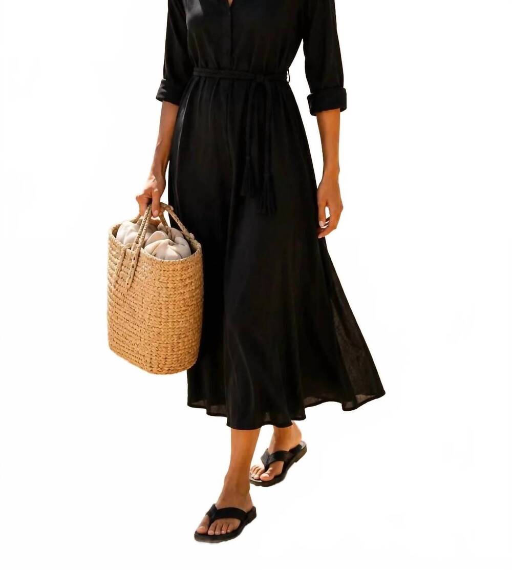NEW XIRENA women's hollie linen dress in black